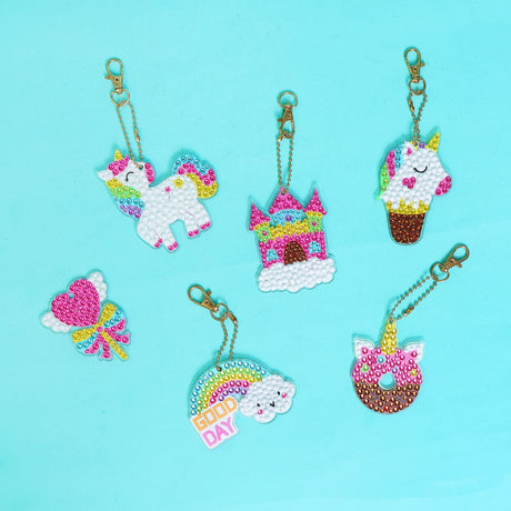 Adorable Keychains Diamond Art Kit – Unicorn (Set of 15) Kitsville
