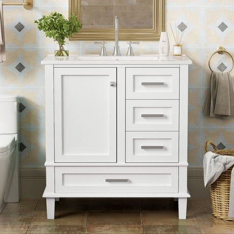 Bathroom Vanity, Modern Bathroom Cabinet With Sink Combo Set, Bathroom Storage Cabinet With A Soft Closing Door And 3 Drawers, Solid Wood Frame HouseOfZazla