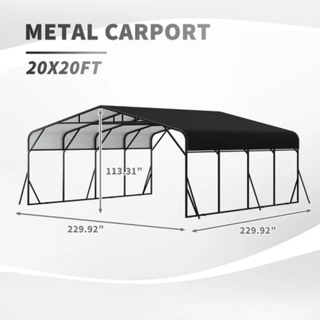 Heavy Duty Carport, All Weather Shelter - Black HouseOfZazla