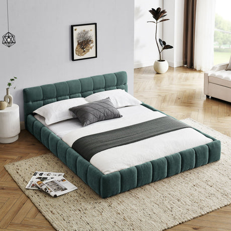 Modern Platform Bed Frame With Thick Fabric HouseOfZazla