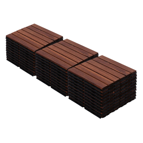 Interlocking Deck Tiles Striped Pattern Waterproof Brown HouseOfZazla