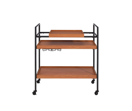 Oaken Honey Oak & Black Finish Serving Cart HouseOfZazla