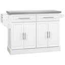 Homcom - Rolling Kitchen Island With Storage, Portable Kitchen Cart With Stainless Steel Top, 2 Drawers, Spice, Knife And Towel Rack And Cabinets HouseOfZazla