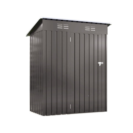 5 X 3 Ft Durable Metal Shed Outdoor Storage Shed With Pitched Roof And Lockable Door - Gray HouseOfZazla