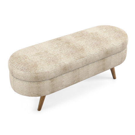 Modern Ottoman Oval Storage Bench With Rubber Wood Legs HouseOfZazla