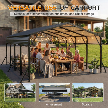 20'x20' Galvanated Steel Carport Canopy HouseOfZazla