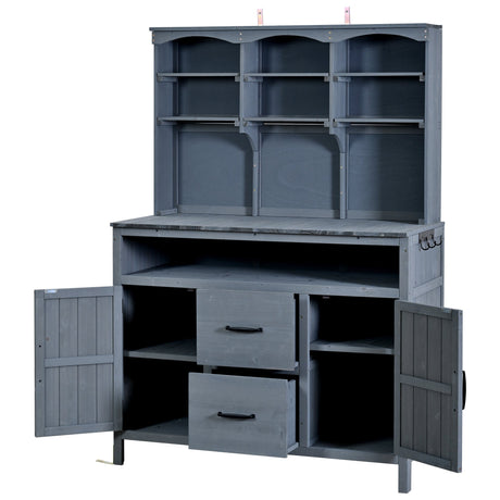 TOPMAX Large Fir Wood Potting Bench with Hutch and Storage HouseOfZazla
