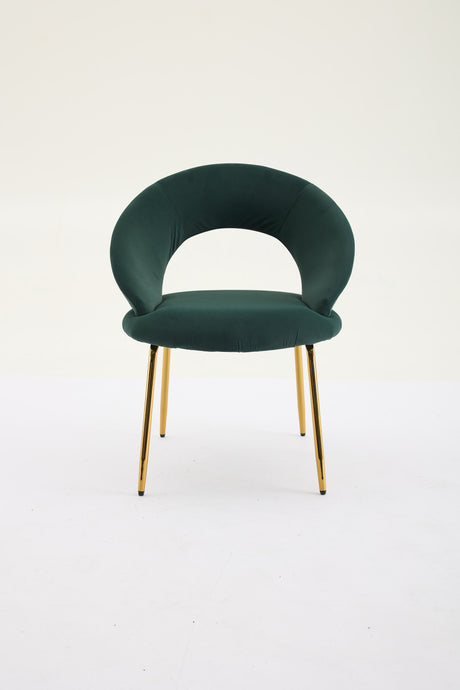 Velvet Fabric Dining Chair with Curved Backrest and Golden Metal Legs HouseOfZazla