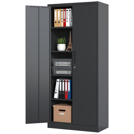 Heavy Metal Garage Storage Cabinet With Locking Doors, Steel, Adjustable Shelves HouseOfZazla