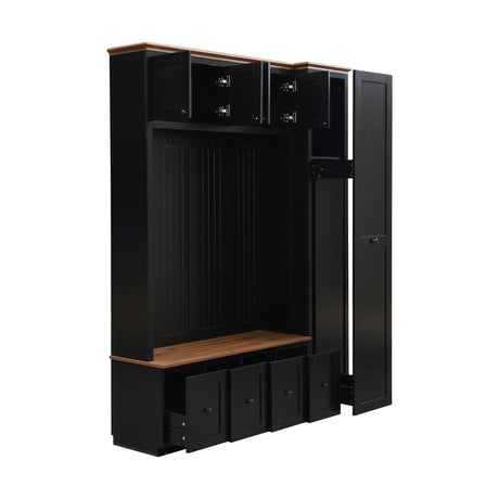 Entryway Hall Tree With Storage Bench, Coat Rack Shoe Bench With Cabinets HouseOfZazla