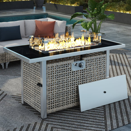 K&K Patio 8-Piece Patio Furniture Set with 43" Fire Pit Table HouseOfZazla