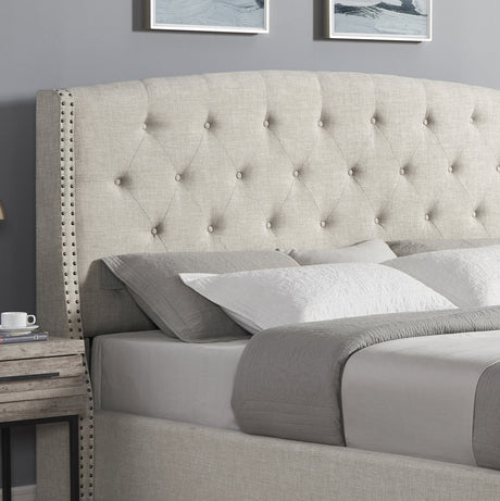 Astral 3-Piece Upholstered Bedroom Set, Tufted Wingback Bed with Two White Nightstands HouseOfZazla