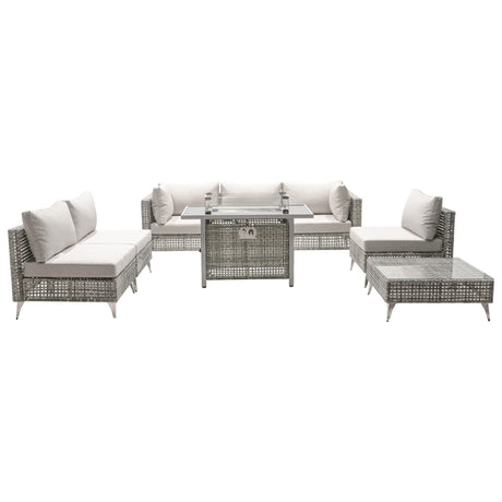 K&K Patio 8-Piece Patio Furniture Set with 43" Fire Pit Table HouseOfZazla