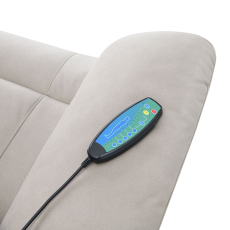 Chriki Beige Chenille & Black Finish Power Recliner with Lift, Heating, and Massage HouseOfZazla