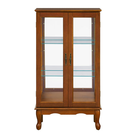 Curio Cabinet Lighted Curio Diapaly Cabinet With Adjustable Shelves And Mirrored Back Panel, Tempered Glass Doors (3 Tier), (E26 Light Bulb Not Included) HouseOfZazla