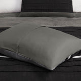 7 Pc Pieced Faux Suede Comforter Set Black Queen
