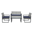 4 Piece Patio Furniture Set With Acacia Wood Table Top And Cushions HouseOfZazla