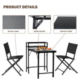 3 Piece Patio Bistro Set, Patio Set Of Foldable Patio Table And Chairs, Outdoor Patio Furniture Sets - Black