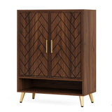 6 Tier Wooden Entryway Shoe Cabinet, Wide Storage Unit For 24 Pairs Of Shoes - Walnut