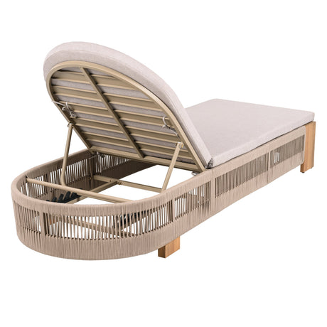 Outdoor Chaise Lounge Chair, Acacia Wood with Adjustable Backrest and Cushion HouseOfZazla