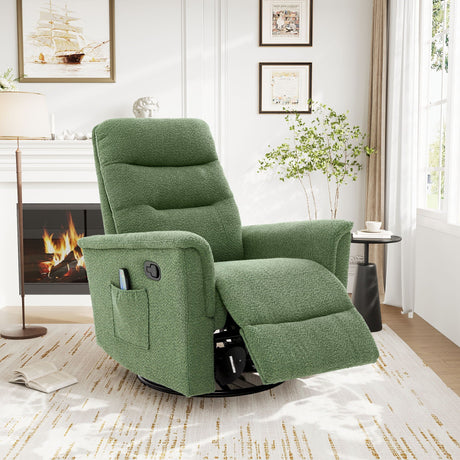Manual Recliner Chair With 8-Point Massage and Swivel Function HouseOfZazla
