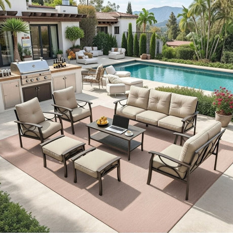 Patio Furniture Set with Coffee Table and Cushions for Backyard HouseOfZazla