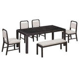 Extendable Dining Table Set With 4 Upholstered Chairs And 1 Bench