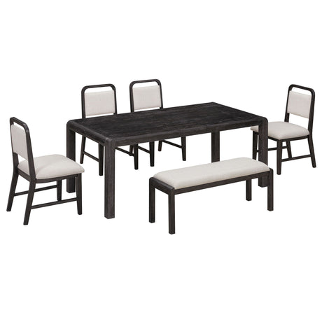 Extendable Dining Table Set With 4 Upholstered Chairs And 1 Bench HouseOfZazla