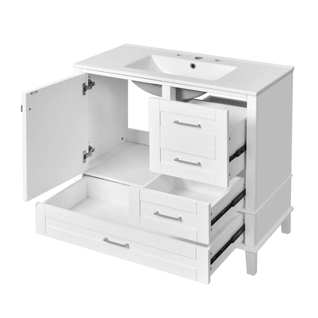 Bathroom Vanity, Modern Bathroom Cabinet With Sink Combo Set, Bathroom Storage Cabinet With A Soft Closing Door And 3 Drawers, Solid Wood Frame HouseOfZazla
