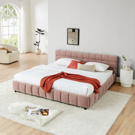 Modern Platform Bed Frame With Thick Fabric HouseOfZazla