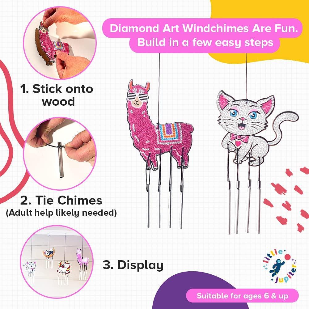 5D Diamond Painting DIY Wind Chimes for Kids - Diamond Art Stickers & Wood Craft Kit W/ Diamond Art - WoodArtSupply