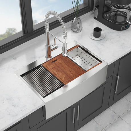 Modern Farmhouse Drop-In Workstation Kitchen Sink with Apron Front HouseOfZazla