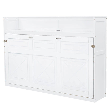 Murphy Bed With Desk, LED Light And USB Charging Station HouseOfZazla