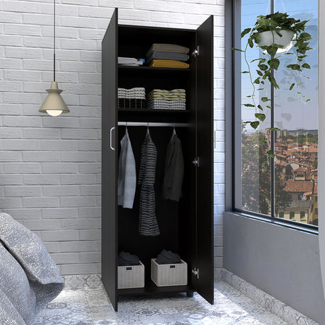 Armoire Organiser, Two Shelves, Rod, Double Door Cabinet Armoire HouseOfZazla