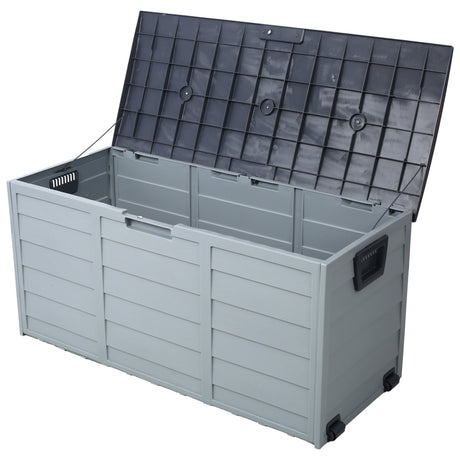 All Weather UV Pool Deck Box Storage Shed Bin with Wheels HouseOfZazla