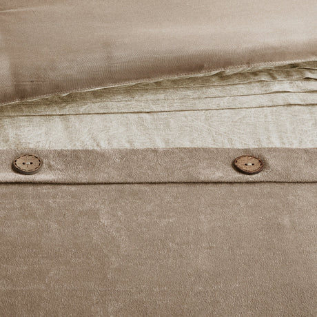 7 Piece Faux Suede Comforter Set Tan California King HouseOfZazla