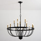 15-Light Industrial Iron Candle Chandelier Modern Farmhouse Pendant Light