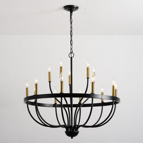 15-Light Industrial Iron Candle Chandelier Modern Farmhouse Pendant Light HouseOfZazla