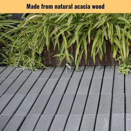Interlocking Deck Tiles Striped Pattern Waterproof Brown HouseOfZazla