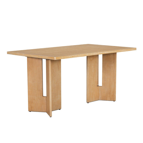 Dining Table Set With 6 Upholstered Chairs, Rectangular Table With Cutout Legs HouseOfZazla