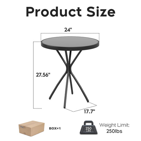 3-Piece Outdoor Patio Furniture Set with Foldable Chairs & Tempered Glass Table HouseOfZazla
