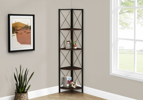 4-Tier Corner Bookshelf with Marble Look and Metal Frame HouseOfZazla