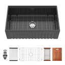 Porcelain Ceramic Farmhouse Sink Workstation With Reversible Apron Design - Single Bowl HouseOfZazla