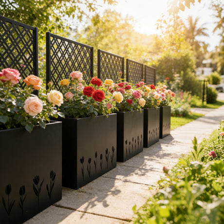 Tall Metal Planter Raised Garden Bed with Trellis HouseOfZazla