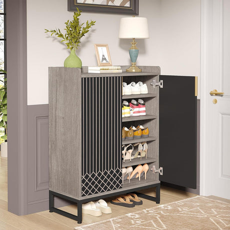 5 Tiers Shoe Storage Organizer With Doors HouseOfZazla