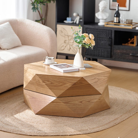 36.61'' Retro Style Polygon Flip Top Coffee Table HouseOfZazla