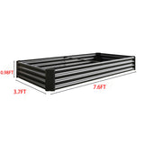 Raised Garden Bed Kit - Metal 7.6x3.7x0.98 ft Black