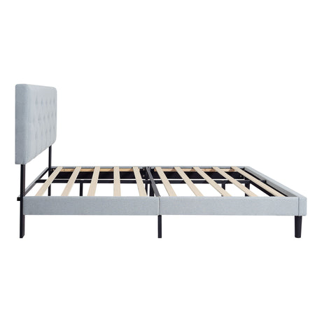 Modern Upholstered Platform Bed Frame With Button Tufted Fabric Headboard HouseOfZazla