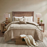7 Piece Faux Suede Comforter Set Tan California King