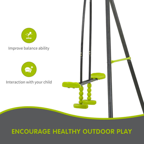 Xns008 Interesting Triple Children Metal Safe Swing Set 440Lbs For Outdoor Playground Three Seat Swing For Age 3+ - Green / Black HouseOfZazla